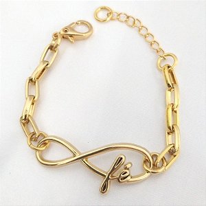 Pulseira Fé Correntaria folheado em ouro