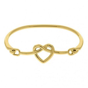 Bracelete Fixo Coração vazado folheado em ouro (Tamanho único - Pulso 16cm ao 17cm)