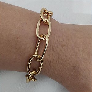 Pulseira Correntaria elos grandes folheado em ouro Afrodite