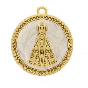 Pingente Nossa Senhora Perolada folheado em ouro