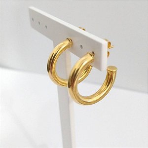 Brincos de Argola pequena Tubo Marie folheado em ouro