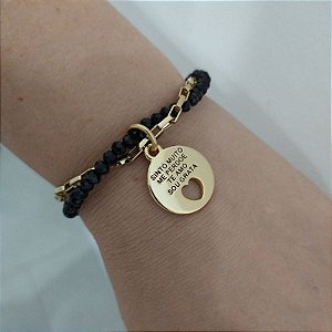 Pulseira  Hoponopono Cristais Preto