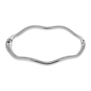 Bracelete Fixo com designer ondas folheado a ródio ( prateado) Julia
