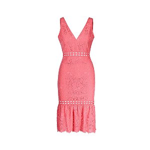 VESTIDO MIDI RENDA DECOTE V