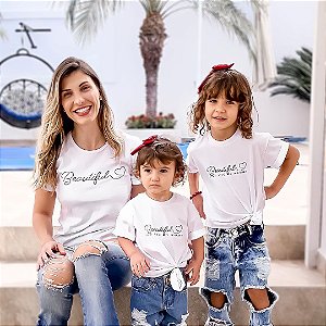 T-shirt Mãe e Filha Beautiful