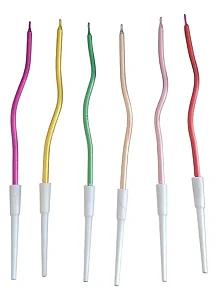 Vela Espiral Torta Metalizada Colorida com 6 unidades Funlux