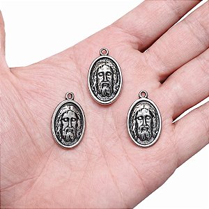 Kit 3 Pingentes Medalha Sagrada Face Jesus Cristo Metal
