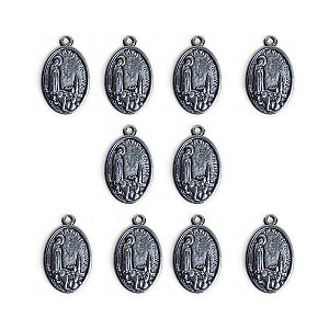 Kit 10 Medalhas Pingente Metal Lady Of Fatima Oval Santuário