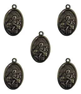 Kit 5 Medalhas Pingente São Francisco Oval Grafite