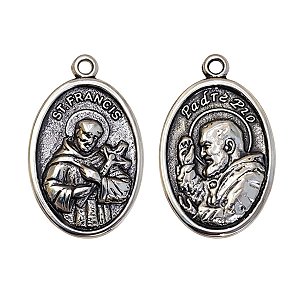 Medalha Metal Dupla Face São Francisco De Assis E Padre Pio