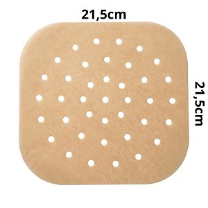 Papel Perfurado Descartável Quadrado para Air Fryer 21,5cm 100 unidades