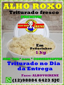 ALHO ROXO PURO TRITURADO POTE 1 KG Sem Sal nem Conservantes. Triturado dia da entrega fresco Premium
