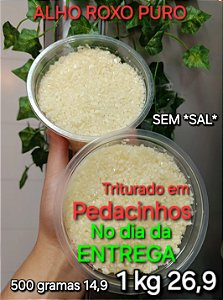 ALHO ROXO PURO TRITURADOi POTE 1 KG Sem Sal nem Conservantes. Triturado dia da entrega fresco Premium