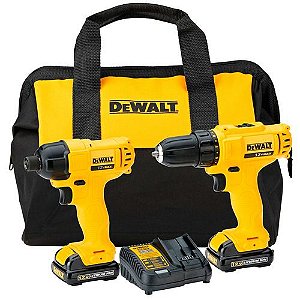 COMBO COM PARAFUSADEIRA E FURADEIRA DE IMPACTO DCK 199 - DEWALT