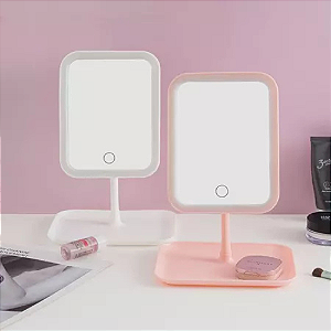 Espelho de mesa with led light cor rosa
