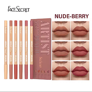 Kit com 6 lápis labiais Nude berry face secret