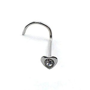 Piercing - Aço Cirúrgico - Nostril Nariz  - Pedra de strass branca - Espessura 0.6mm