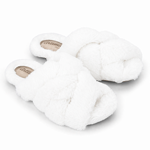 Chinelo feminino cruzado c/ pelo