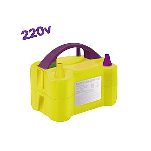 Inflador Elétrico Bexiga Bomba 2 Bicos Roxo / Amarelo 220v