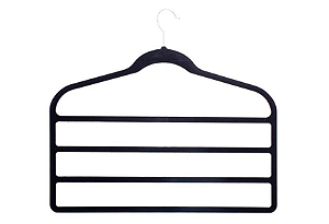 KIT 10 Cabides Veludo Preto Triplo Para Calças Saias Shorts