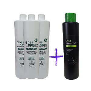 Progressiva sem formol Nature 1L Ramaschi 3 unidades + Shampoo Antirresíduos 1L Ramaschi 1 unidade