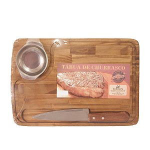Tábua Churrasco c/ molheira cx c/4 pçs REF-DR118F