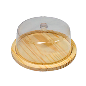 Boleira de Madeira (Natural) tampa de Acrilico cx C/3 pçs R-BN