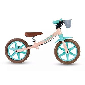 Bicicleta Balance Aro 12 - Nathor Love - Aço - Rosa Claro e Turquesa