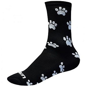 Meia Skin Sport Paw Print Preto e Branco tam 33/38