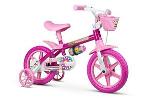 Bicicleta Infantil Aro 12 - Nathor Flowers - Aço - Rosa