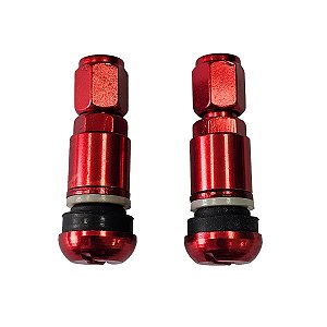 Par de Válvula de Roda (Pneu) em Alumínio para Motos - Vermelho