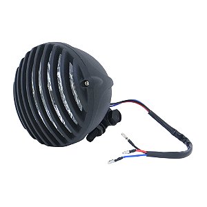 Farol Modelo Finned Grill Halógeno - Preto