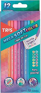 Lápis De Cor Mega Soft Color - Tons Pastel - 12 Cores - Tris