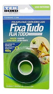 Fita Dupla Face Transparente Fixa Tudo Uso Interno 400g 12mm x 2m 1 UN