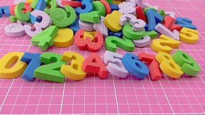 NUMEROS EM EVA 0 A 9 COM 120 UNIDADES 3cm x 7mm.