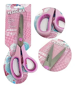 Tesoura Multiuso Acrilex 19cm Anatômica Rosa