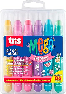 Giz De Cera Gizao Tris Retratil Gel 6 Tons Paste Estojo