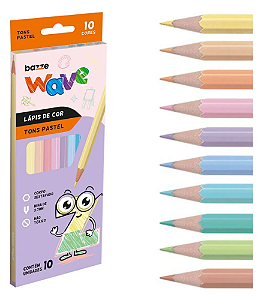Lápis De Cor Wave Pastel Bazze 10 Cores