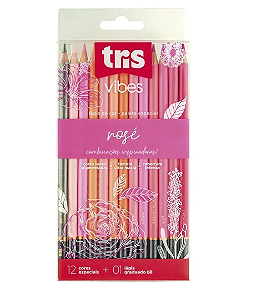 Lápis De Cor Vibes Rose 12 Cores Tris
