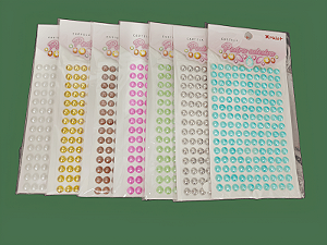 Cartela de Pedra Adesiva 8mm – 140 Unidades para Decoração e Artesanato