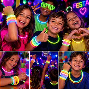 Pulseira Bastão Neon Colorida - Make+ - 10 unidades