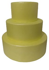 Bolo Fake Base De Isopor Moldado Em Eva Sem Emenda 3 Andares ( AMARELO  )