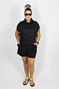 BLUSA ALGODÃO GOLA ALTA  PRETO