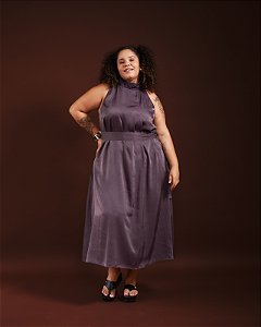 VESTIDO LONGO CRIS CINZA CHUMBO PLUS SIZE