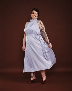 VESTIDO LONGO CRIS AZUL CLARO PLUS SIZE