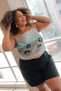 TOP RETO JACQUARD VERDE PLUS SIZE
