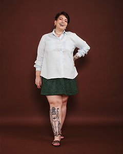 CAMISA TRAD LINHO PURO AZUL CLARO PLUS SIZE