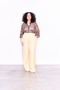 CALÇA ALFAIATARIA RETA AMARELO GRACE PLUS SIZE