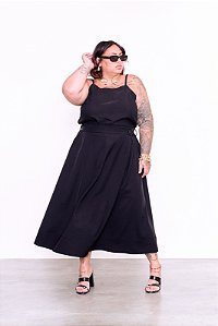 SAIA MIDI EVASÊ PRETO PLUS SIZE
