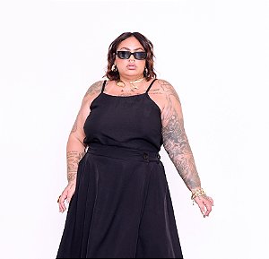 TOP RETO ALÇA PRETO PLUS SIZE